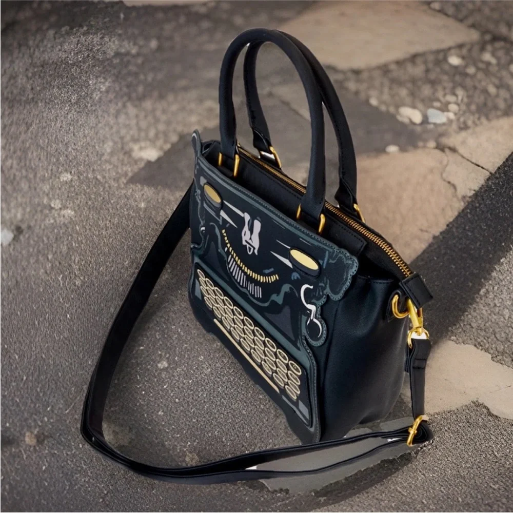 NEW Loungefly WEDNESDAY ADDAMS Typewriter Satchel Crossbody Bag Purse THING Tag - Picture 5 of 7